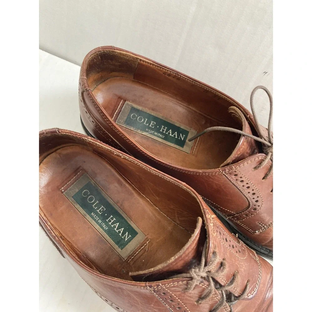 COLE HAAN Mens Size 9 Chestnut Brown Leather Lace Up Oxford Dress‎ Shoes